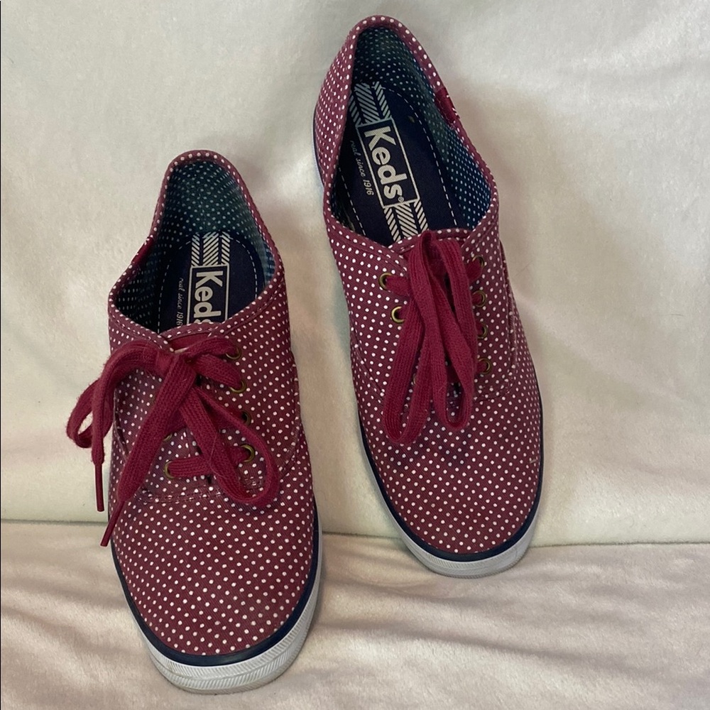 Keds Red Polkadot Sneakers Lace-Up Casual